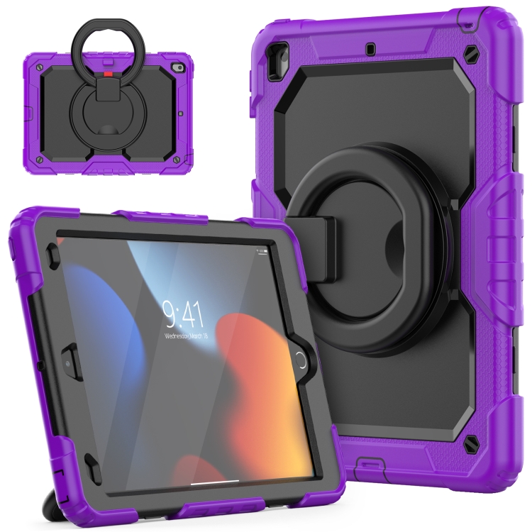 

Silicone + PC Tablet Case with Shoulder Strap For iPad 10.2 2021 / 2020 / 2019(Purple+Black)