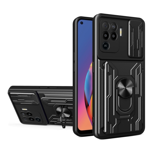 

For OPPO A94 / Reno5 F Sliding Camshield Card Phone Case(Black)