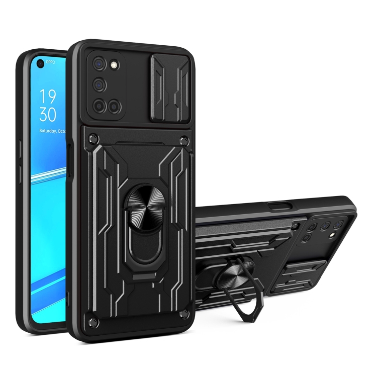 

For OPPO A52 / A92 Sliding Camshield Card Phone Case(Black)