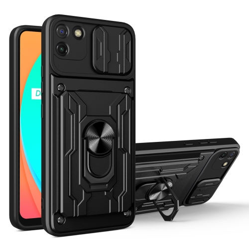 

For OPPO Realme C11 Sliding Camshield Card Phone Case(Black)