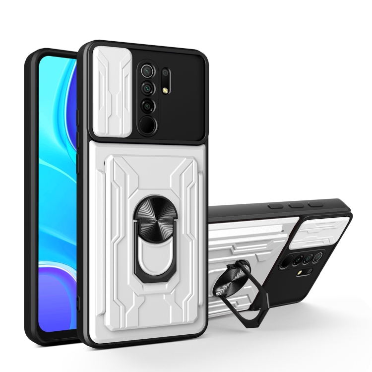 

For Xiaomi Redmi 9 Sliding Camshield Card Phone Case(White)