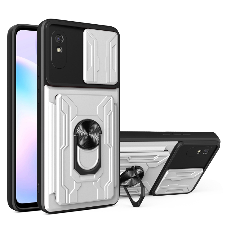 

For Xiaomi Redmi 9A Sliding Camshield Card Phone Case(White)