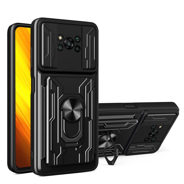 

For Xiaomi Poco X3 Sliding Camshield Card Phone Case(Black)