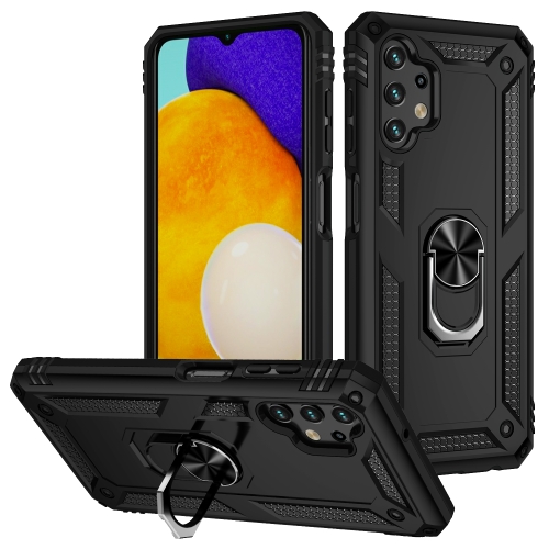 For Samsung Galaxy A13 4G Shockproof TPU + PC Phone Case with Holder(Black) aluminum alloy car ashtray with rotating lid high flame retardant cigarette cup portable convenient smokeless can interior style