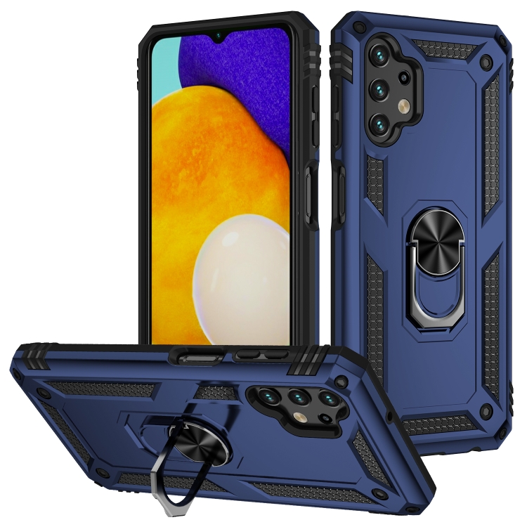 

For Samsung Galaxy A13 4G Shockproof TPU + PC Phone Case with Holder(Blue)