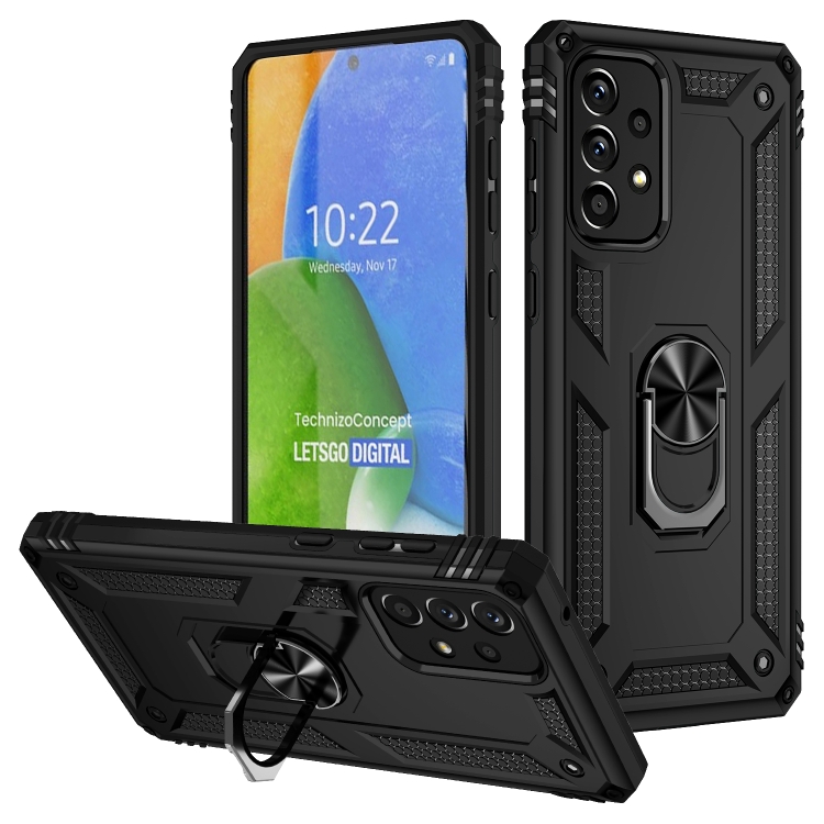

For Samsung Galaxy A73 5G Shockproof TPU + PC Phone Case with Holder(Black)
