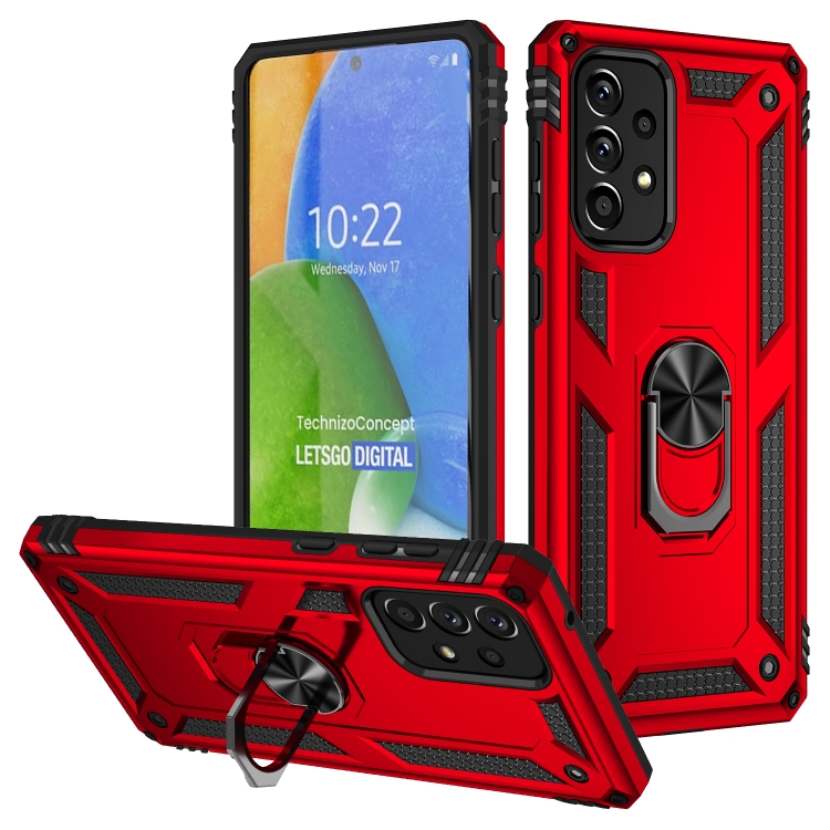 

For Samsung Galaxy A73 5G Shockproof TPU + PC Phone Case with Holder(Red)
