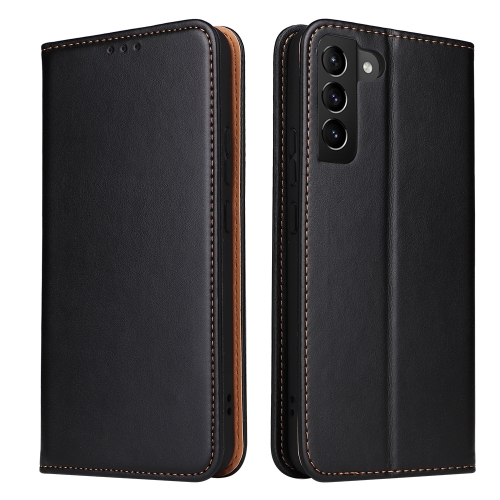 

For Samsung Galaxy S22 5G Fierre Shann PU Genuine Leather Texture Leather Phone Case(Black)