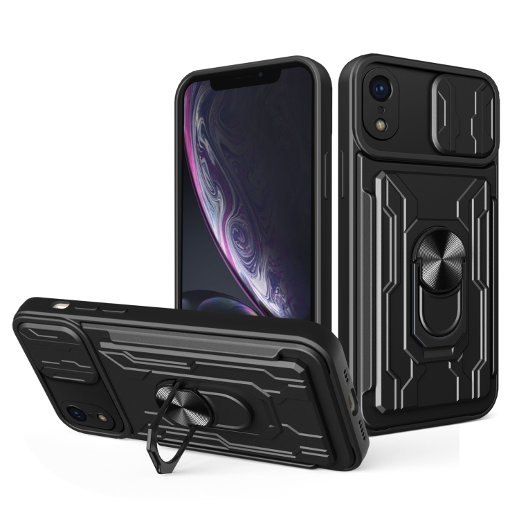 

For iPhone XR Sliding Camshield Card Phone Case(Black)