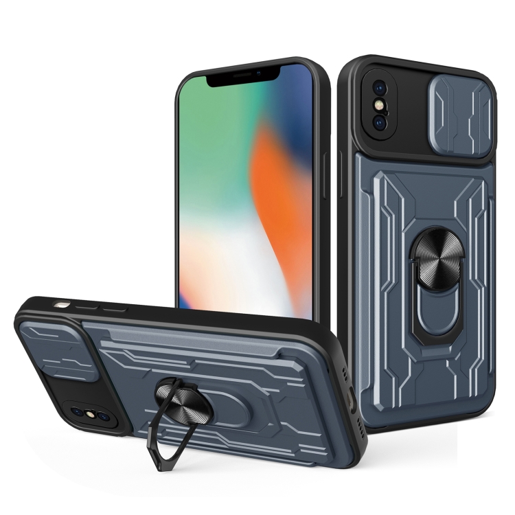 

Sliding Camshield Card Phone Case For iPhone XS Max(Grey)