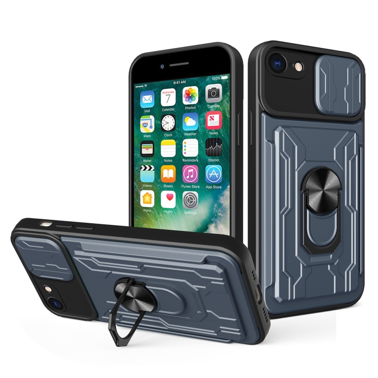 

Sliding Camshield Card Phone Case For iPhone 7 / 8 / SE 2022 / SE 2020(Grey)