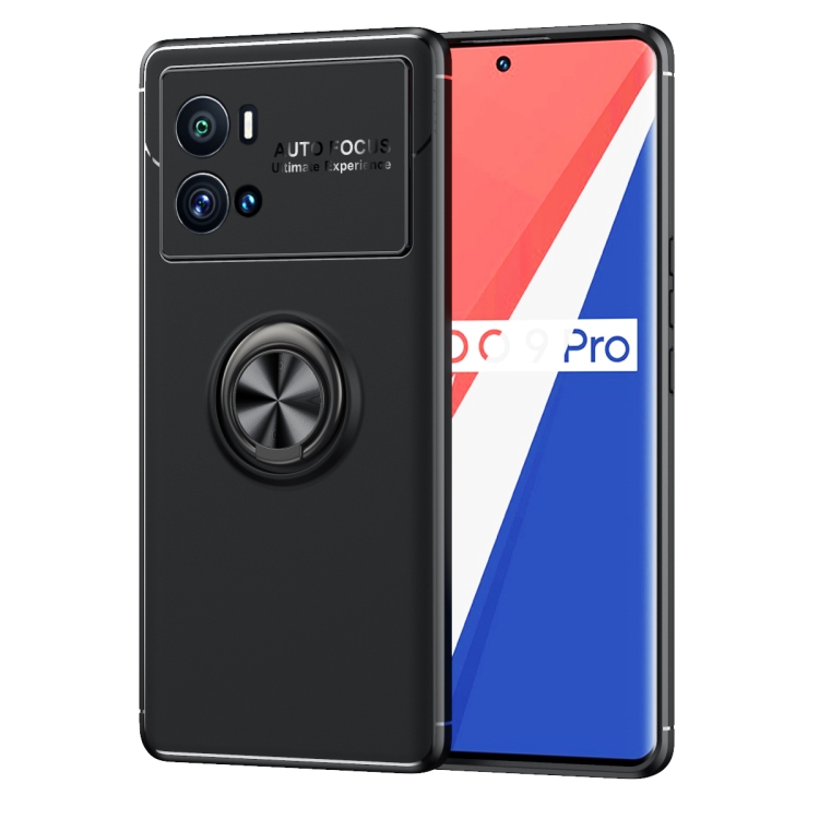 

For vivo iQOO 9 Pro Metal Ring Holder TPU Phone Case(Black)