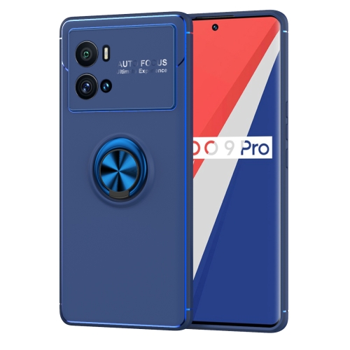 For vivo iQOO 9 Pro Metal Ring Holder TPU Phone Case(Blue)