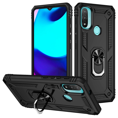 

For Motorola Moto E20 / E30 / E40 Shockproof TPU + PC Holder Phone Case(Black)