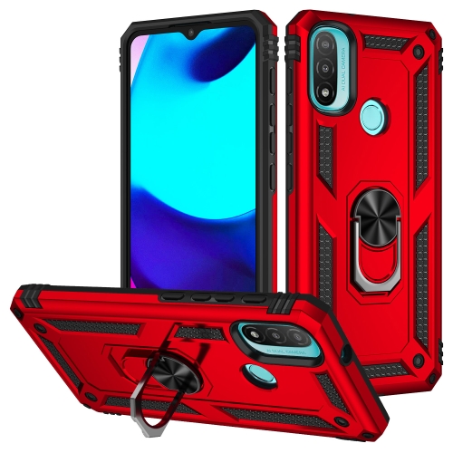 

For Motorola Moto E20 / E30 / E40 Shockproof TPU + PC Holder Phone Case(Red)