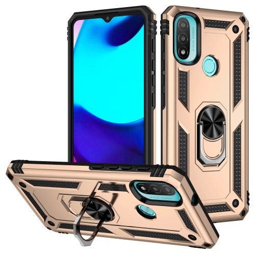 

For Motorola Moto E20 / E30 / E40 Shockproof TPU + PC Holder Phone Case(Gold)