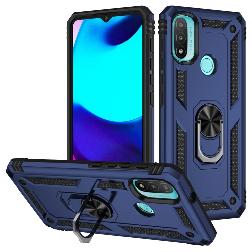 

For Motorola Moto E20 / E30 / E40 Shockproof TPU + PC Holder Phone Case(Blue)