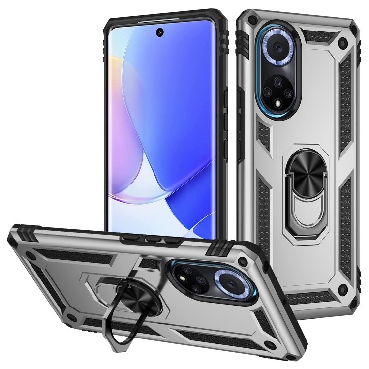 

For Huawei nova 9 Shockproof TPU + PC Holder Phone Case(Silver)