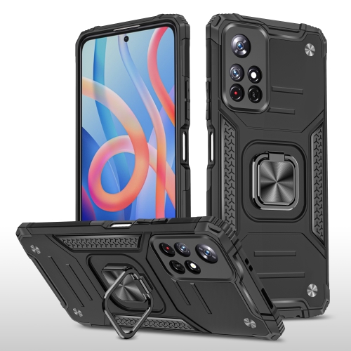 

For Xiaomi Redmi Note 11 Magnetic Armor TPU + PC Holder Phone Case(Black)