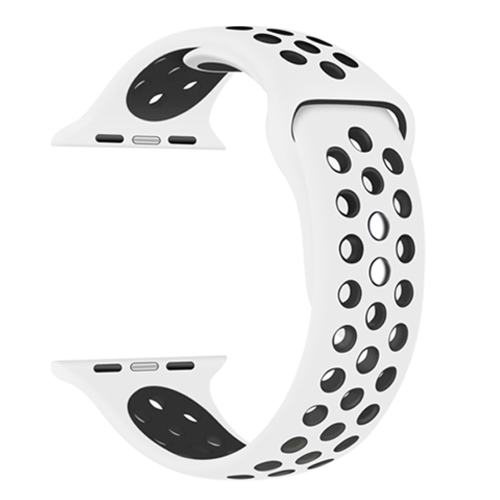 

Double Nails Long Silicone Watchband For Apple Watch Series 7 41mm / 6&SE&5&4 40mm / 3&2&1 38mm(White Black)