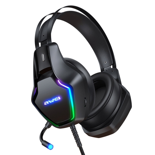 

awei GM-1 USB + 3.5mm Ambient Light Gaming Headset with Microphone(Black)