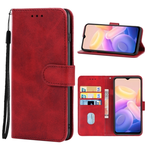 

Leather Phone Case For vivo Y55s 5G(Red)