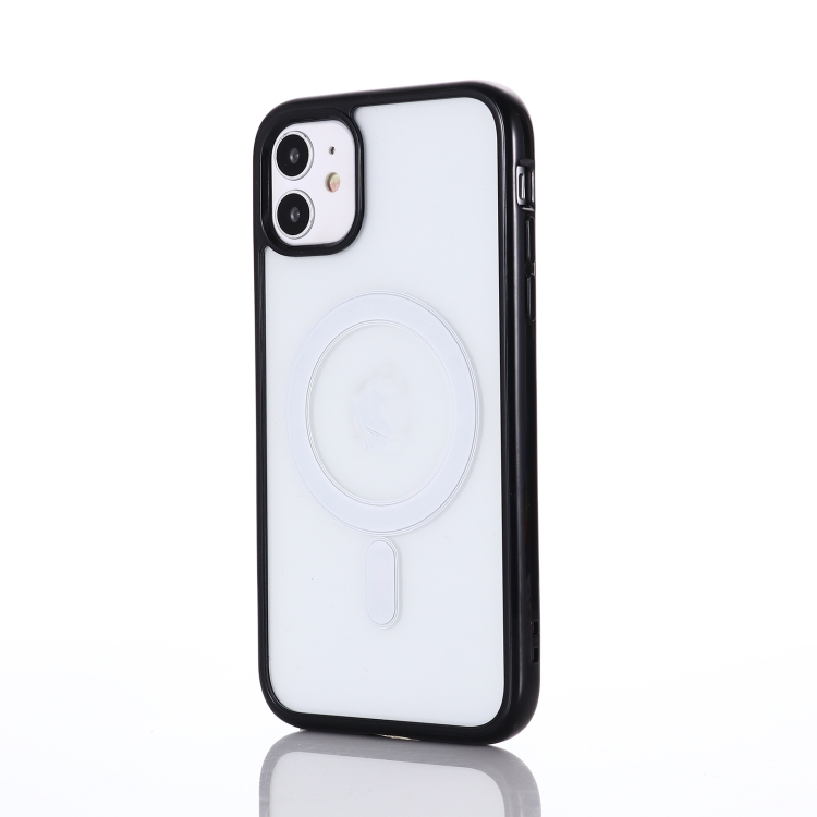 

2 in 1 Colorful Frame Transparent Magnetic Phone Case For iPhone 12 / 12 Pro(Black)