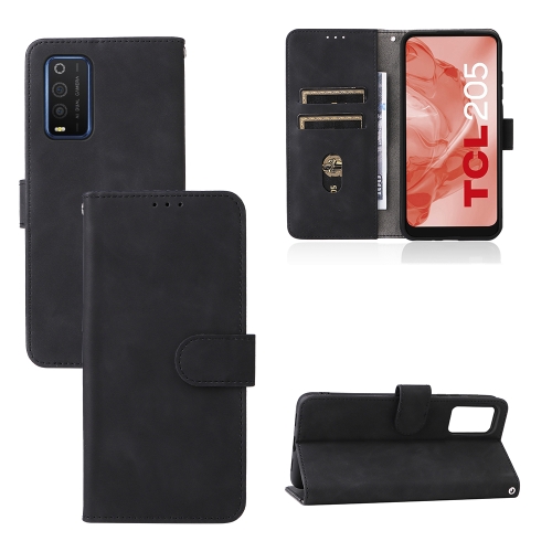 

For TCL 205 Skin Feel Magnetic Buckle Leather Phone Case(Black)