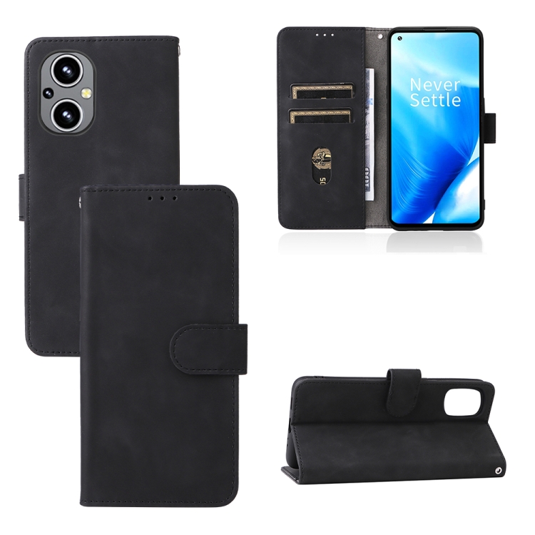 

For OnePlus Nord N20 5G Skin Feel Magnetic Buckle Leather Phone Case(Black)