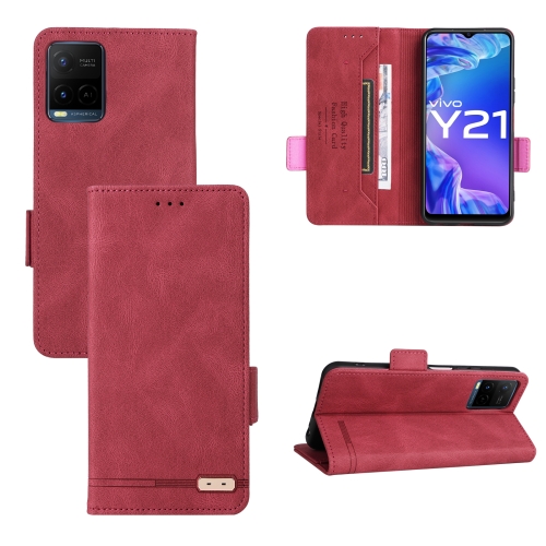 

For vivo Y21 / Y33s Magnetic Clasp Leather Phone Case(Red)