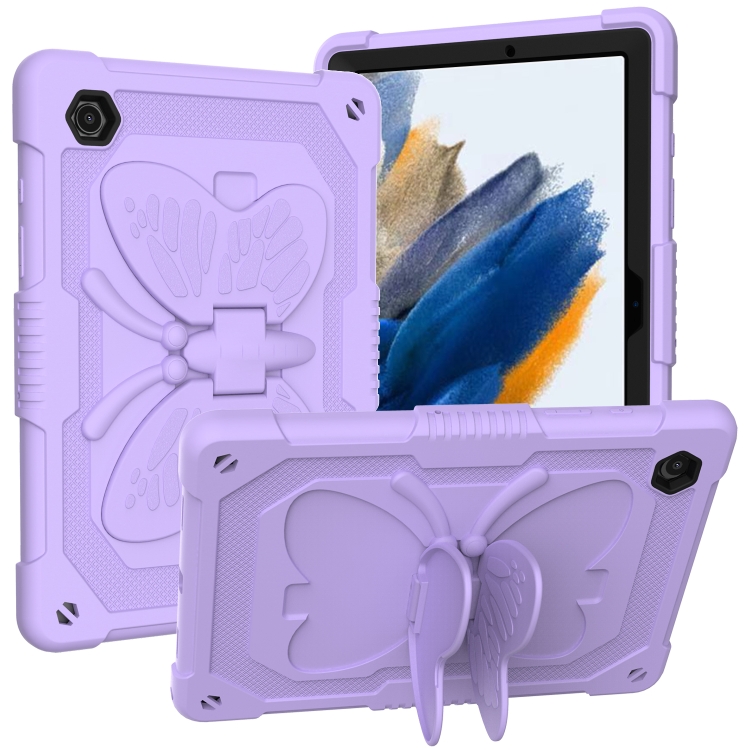 

For Samsung Galaxy Tab A8 10.5 2021 Beige PC + Silicone Holder Tablet Case(Raro Purple)