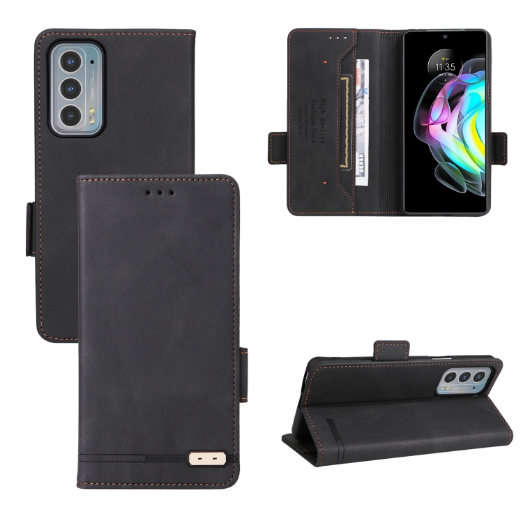 

For Motorola Edge 20 Magnetic Clasp Leather Phone Case(Black)