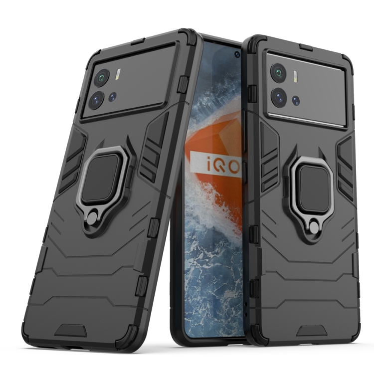 

For vivo iQOO 9 5G Shockproof PC + TPU Protective Phone Case with Magnetic Ring Holder(Black)