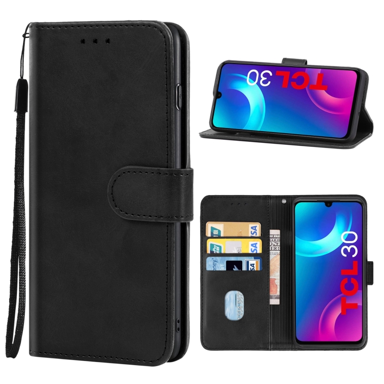 

Leather Phone Case For TCL 30(Black)