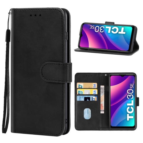 

Leather Phone Case For TCL 30 SE(Black)