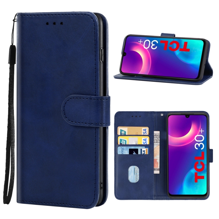 

Leather Phone Case For TCL 30+(Blue)