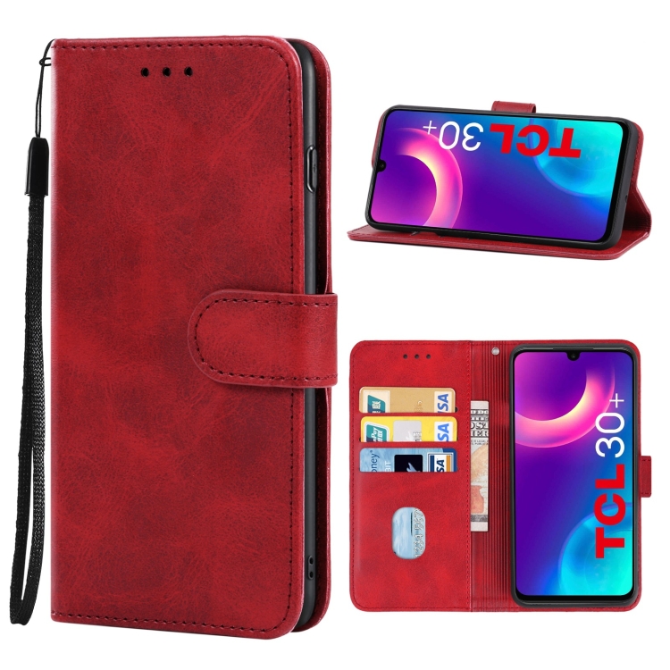 

Leather Phone Case For TCL 30+(Red)