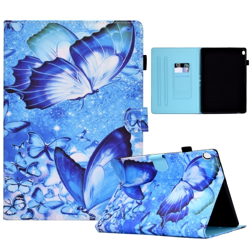 

For Lenovo Tab M10 Sewing Pen Slot Leather Tablet Case(Butterflies)