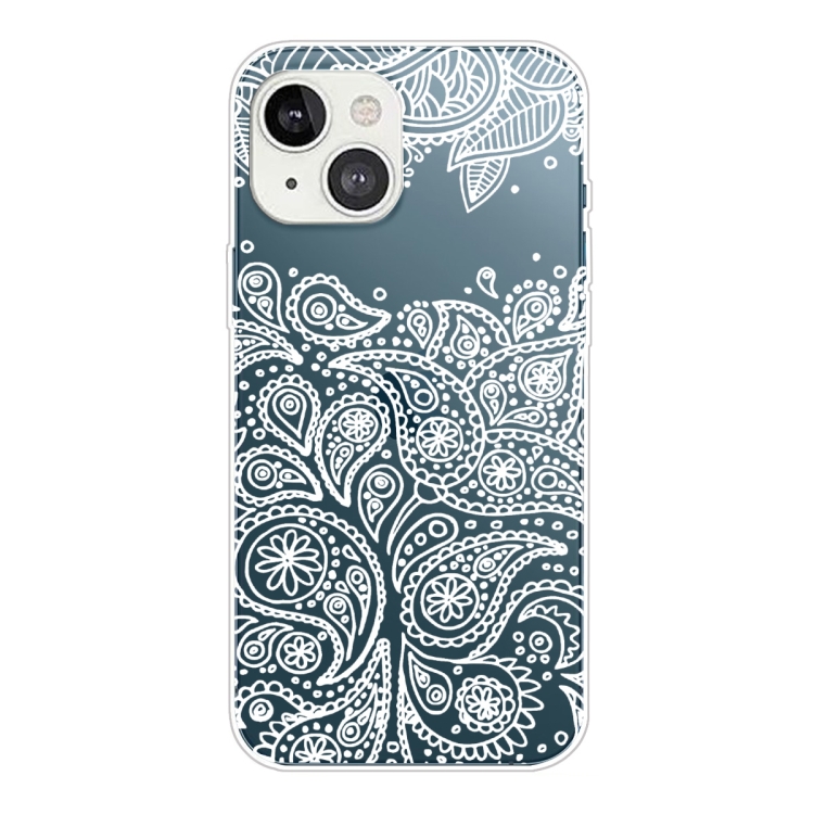

Gradient Lace Transparent TPU Phone Case For iPhone 13 mini(White)