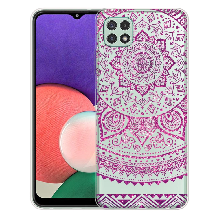 

For Samsung Galaxy A03 EU Version Gradient Lace Transparent TPU Phone Case(Rose Red)