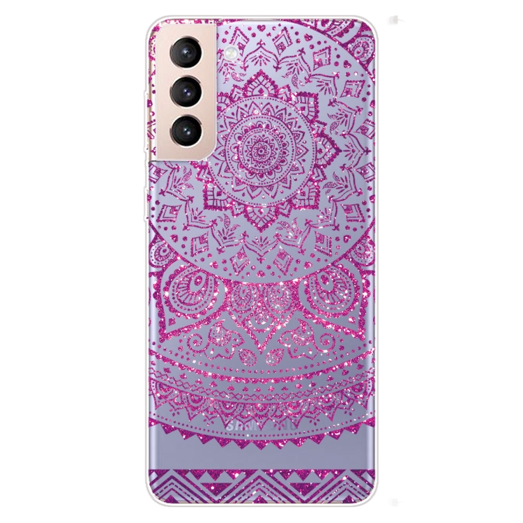 

For Samsung Galaxy S21+ 5G Gradient Lace Transparent TPU Phone Case(Rose Red)