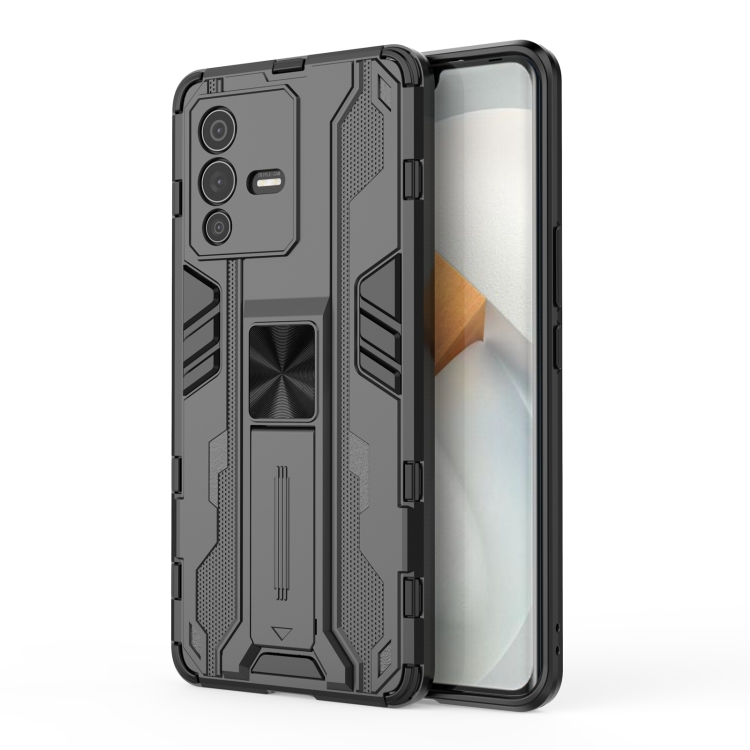 

For vivo S12 Pro Supersonic PC + TPU Shock-proof Phone Case with Holder(Black)