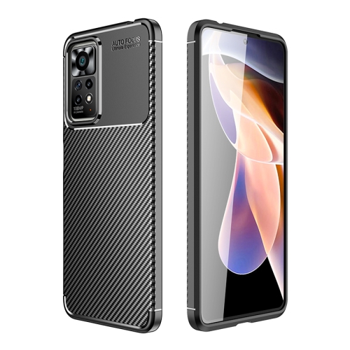 

For Xiaomi Redmi Note 11 Pro Overseas Version Carbon Fiber Texture Shockproof TPU Phone Case(Black)