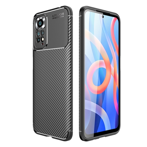 

For Xiaomi Redmi Note 11 Overseas Version Carbon Fiber Texture Shockproof TPU Phone Case(Black)