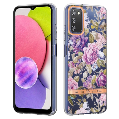 

For Samsung Galaxy A03s Flowers and Plants Series IMD TPU Phone Case(Purple Peony)