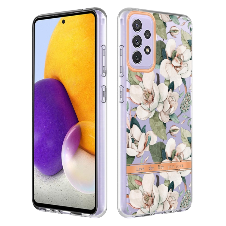 

For Samsung Galaxy A72 5G / 4G Flowers and Plants Series IMD TPU Phone Case(Green Gardenia)
