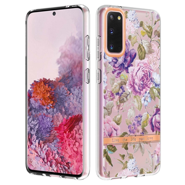 

For Samsung Galaxy S20 Flowers and Plants Series IMD TPU Phone Case(Purple Peony)