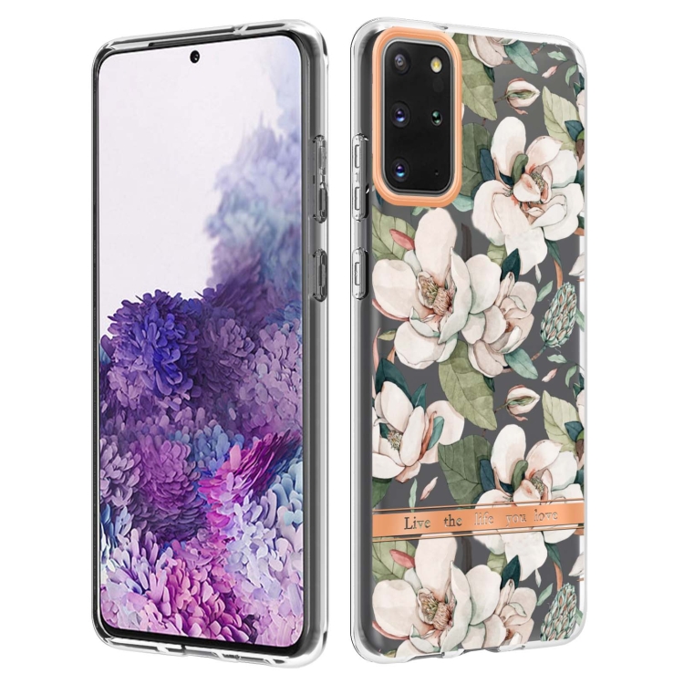 

For Samsung Galaxy S20+ Flowers and Plants Series IMD TPU Phone Case(Green Gardenia)