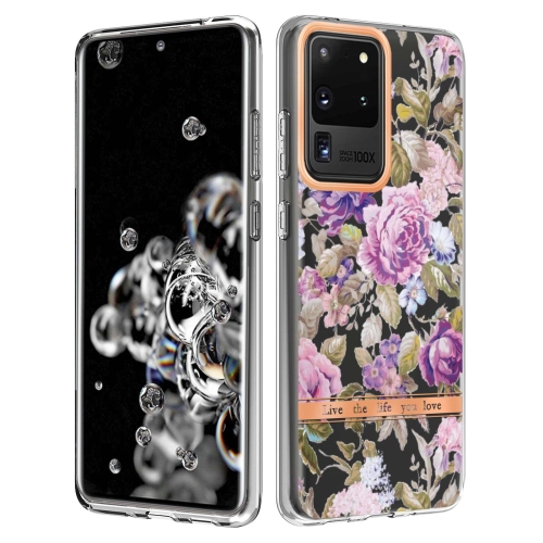 

For Samsung Galaxy S20 Ultra Flowers and Plants Series IMD TPU Phone Case(Purple Peony)