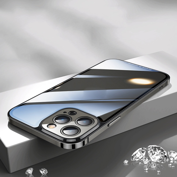 

HD Transparent Glass Phone Case For iPhone 13 Pro(Black)